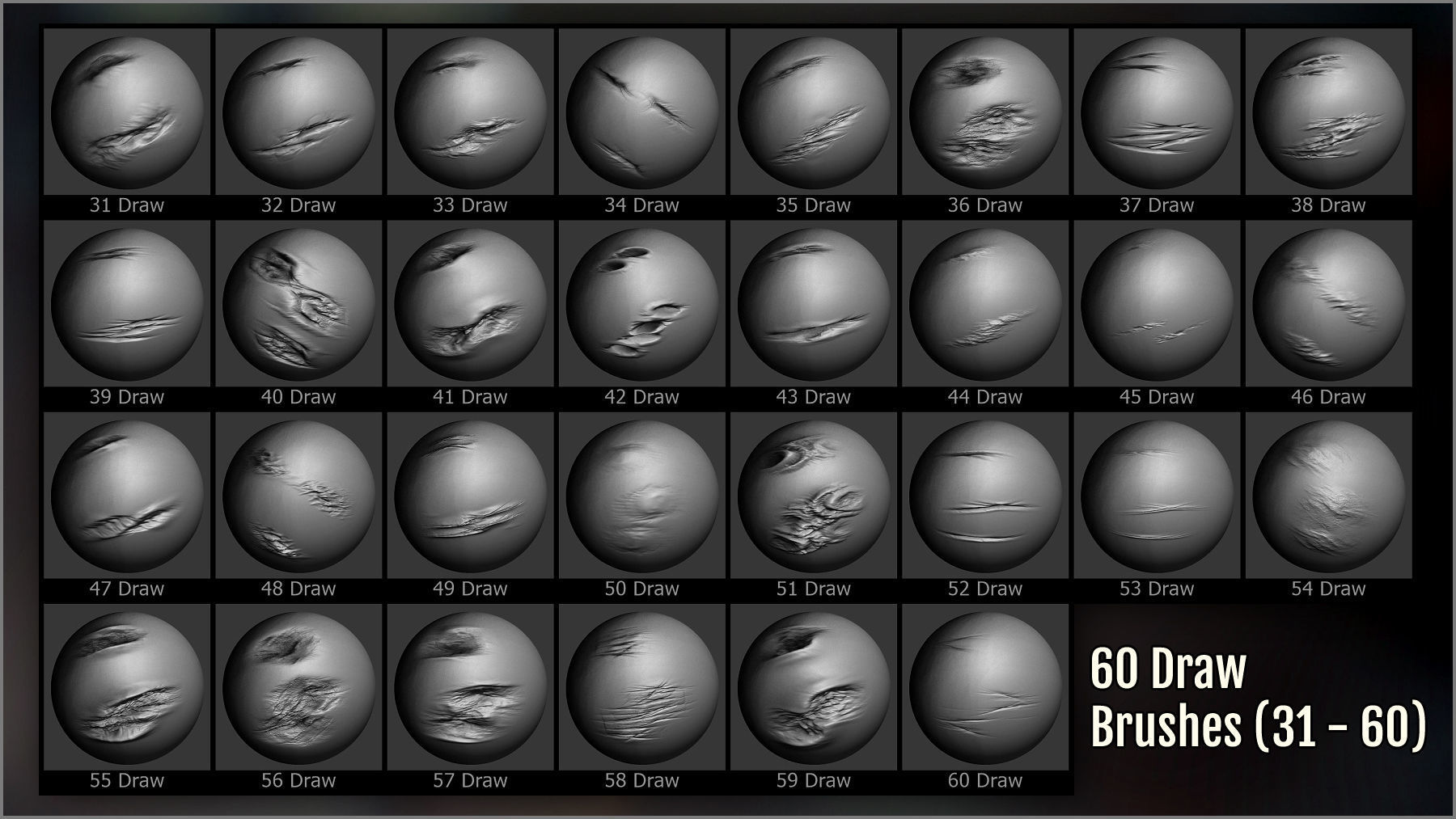 Wounds and Scars Maker 300 ZBrush Brushes 60 Alphas 3D model_8