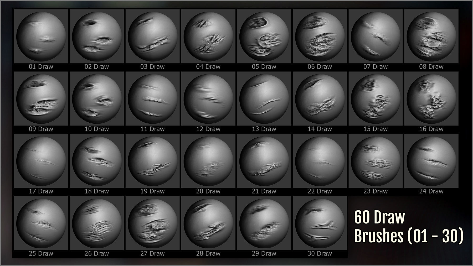Wounds and Scars Maker 300 ZBrush Brushes 60 Alphas 3D model_7
