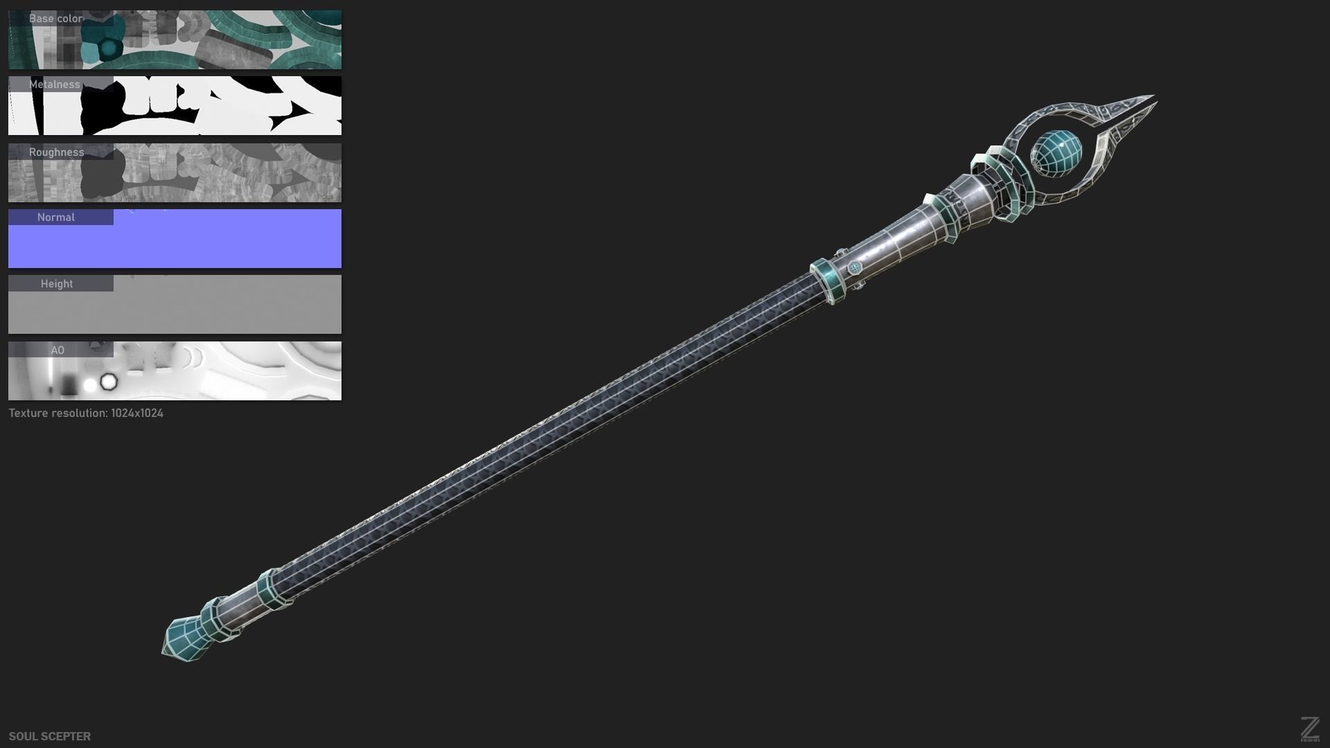 Soul scepter Low-poly 3D model_1
