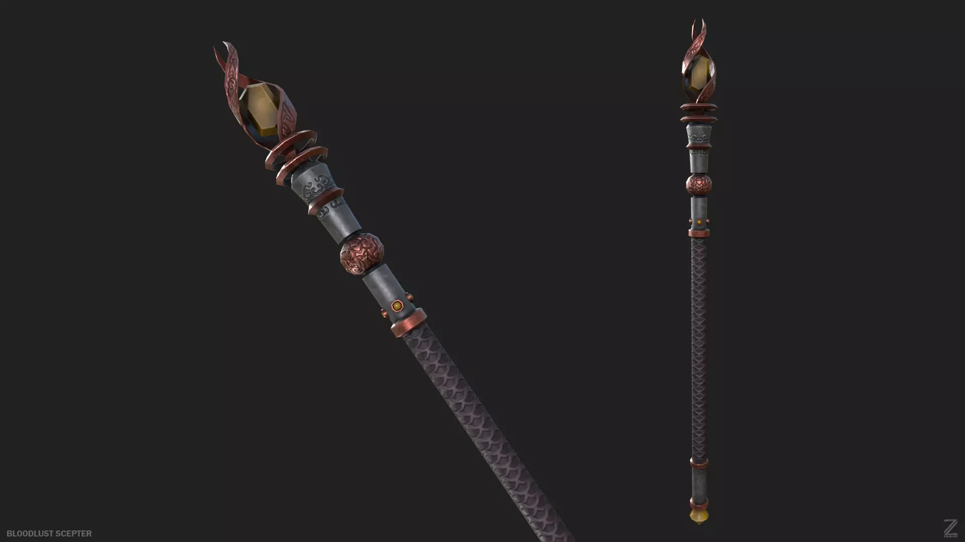 Bloodlust scepter Low-poly 3D model_0