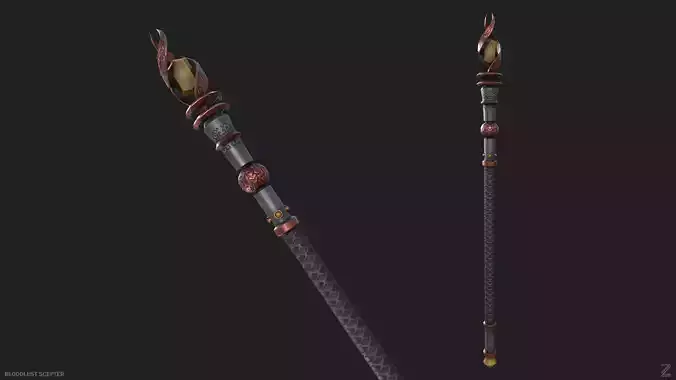 Bloodlust scepter Low-poly 3D model