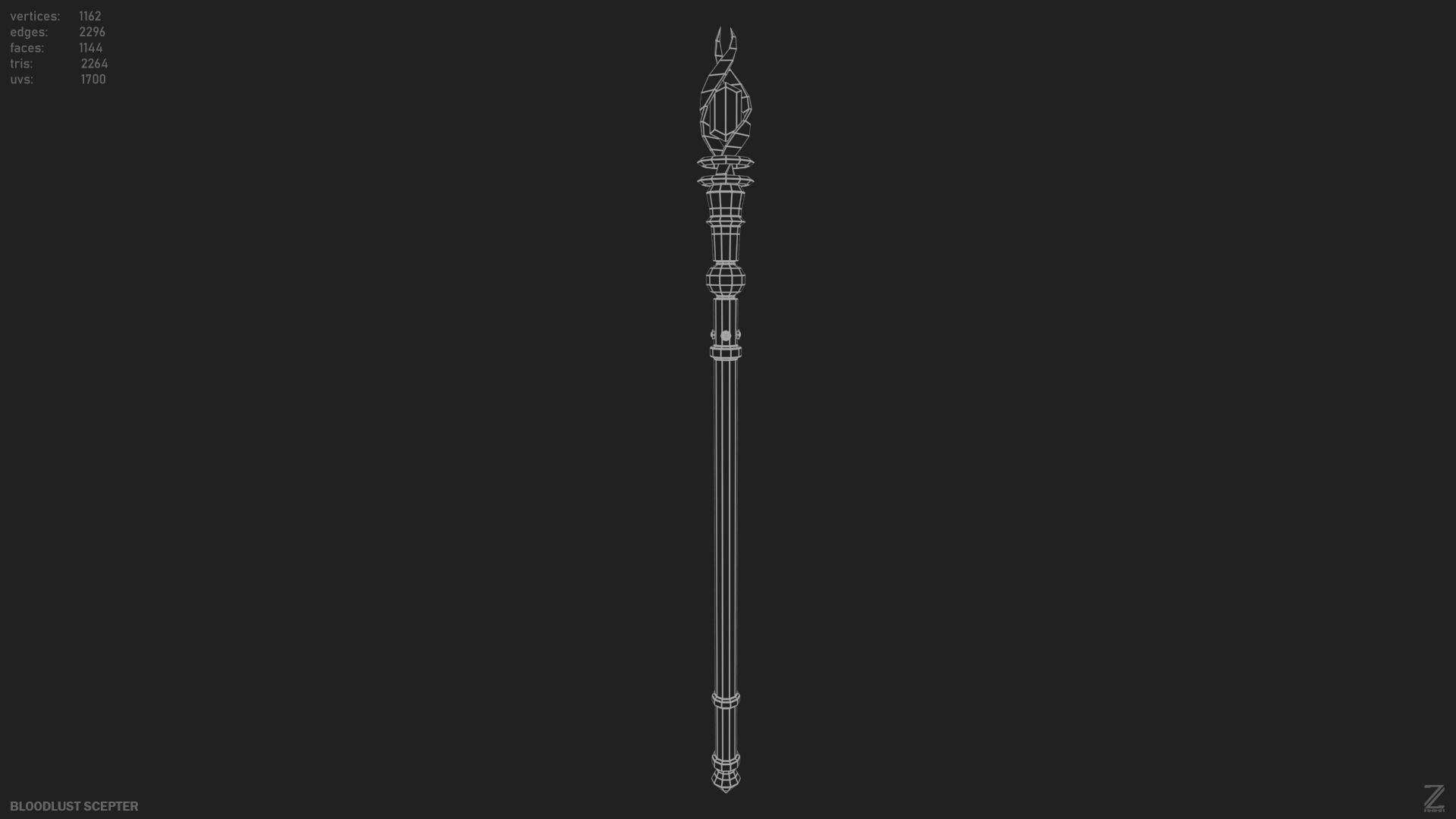 Bloodlust scepter Low-poly 3D model_2