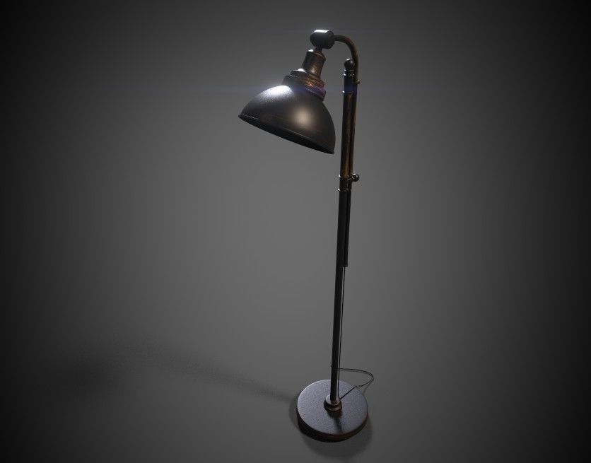 low poly lamp floor with shade Low-poly 3D model_3
