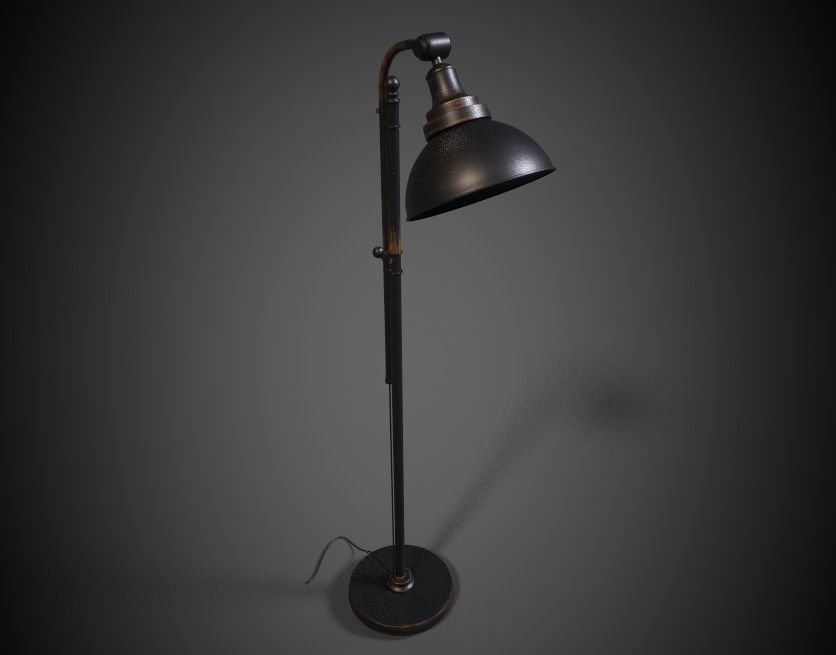 low poly lamp floor with shade Low-poly 3D model_2