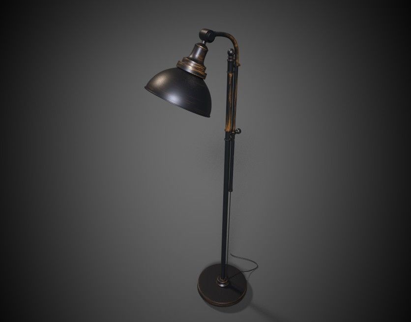 low poly lamp floor with shade Low-poly 3D model_1