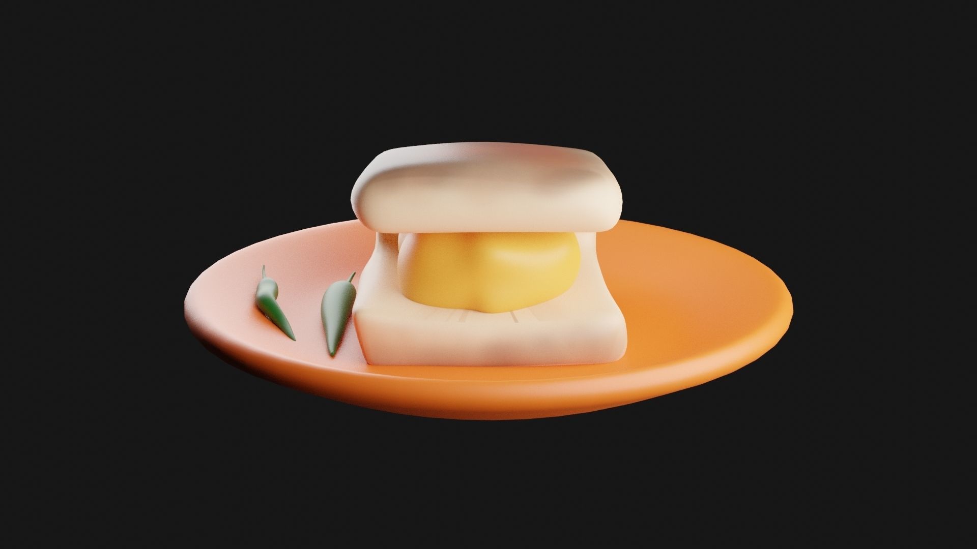 Fast Food Vada Pav Low-poly 3D model_1