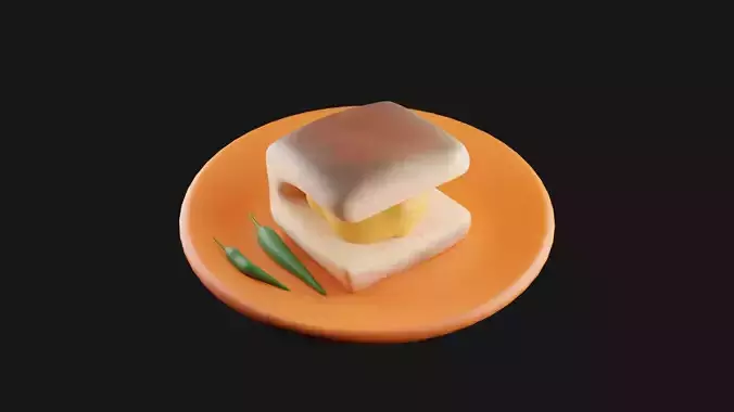 Fast Food Vada Pav Low-poly 3D model