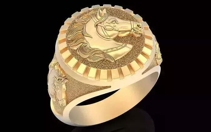 Horse ring silver gold printable jewelry 3D model