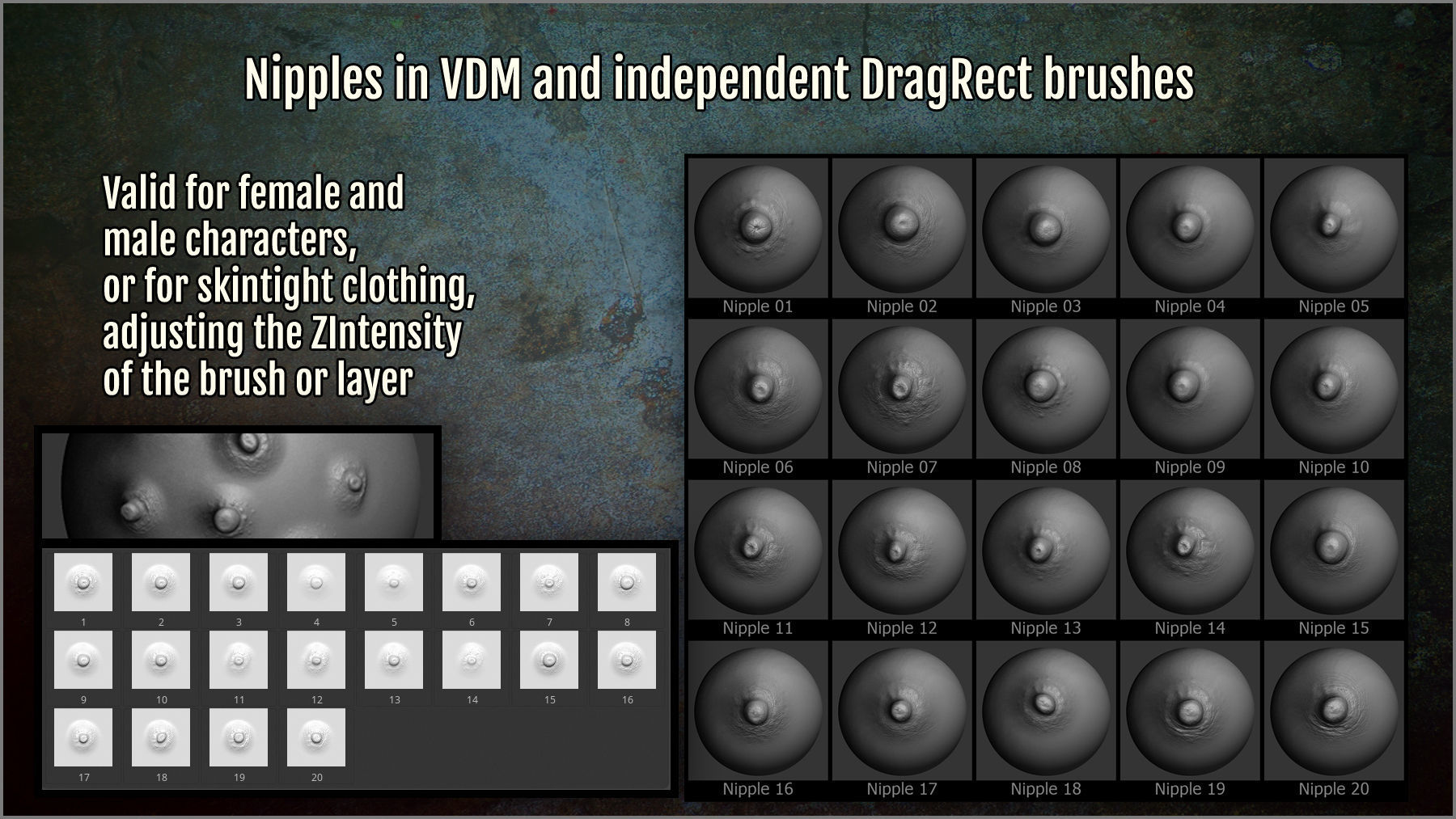 Body Details Maker 124 ZBrush Brushes 3D model_4