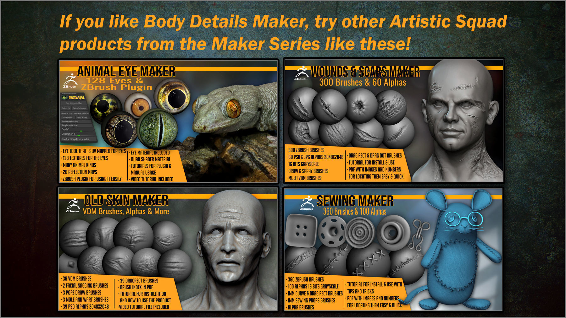 Body Details Maker 124 ZBrush Brushes 3D model_14