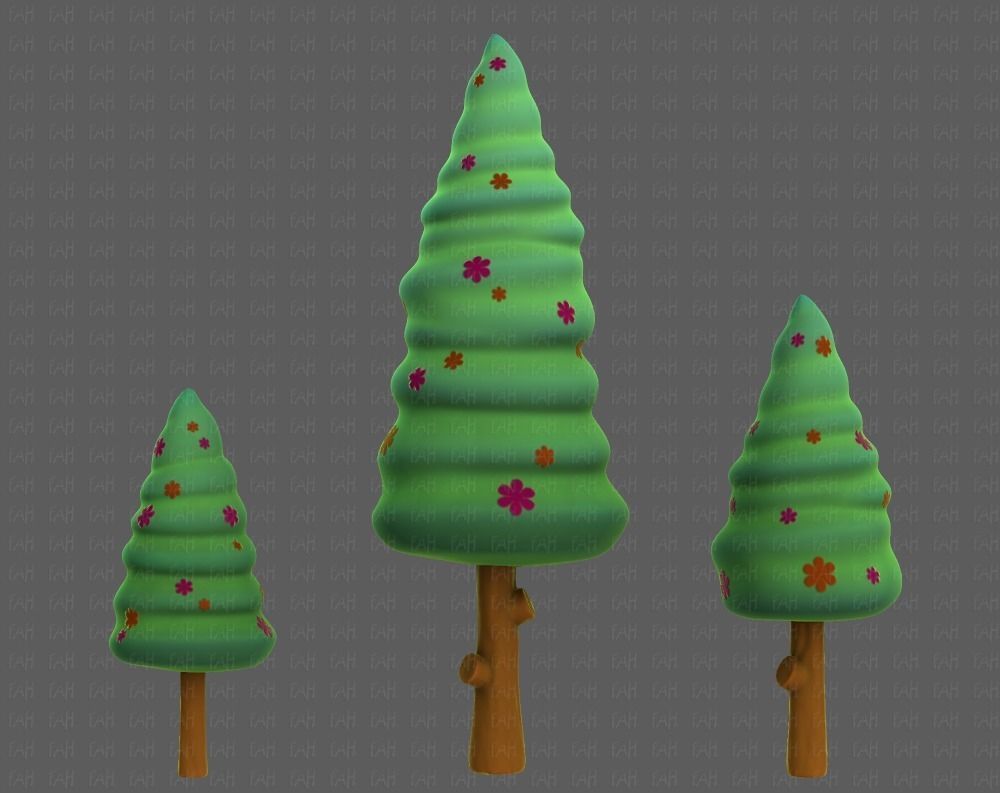 Trees Cartoon V26 Low-poly 3D model_1