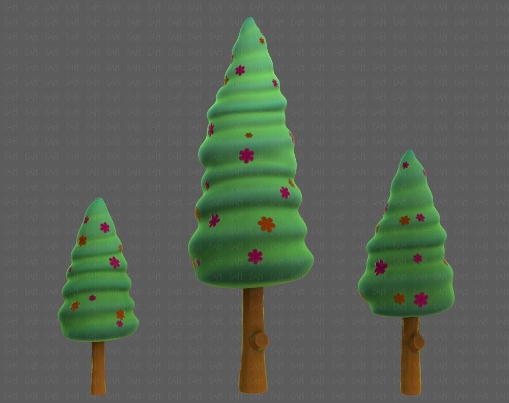 Trees Cartoon V26 Low-poly 3D model_3