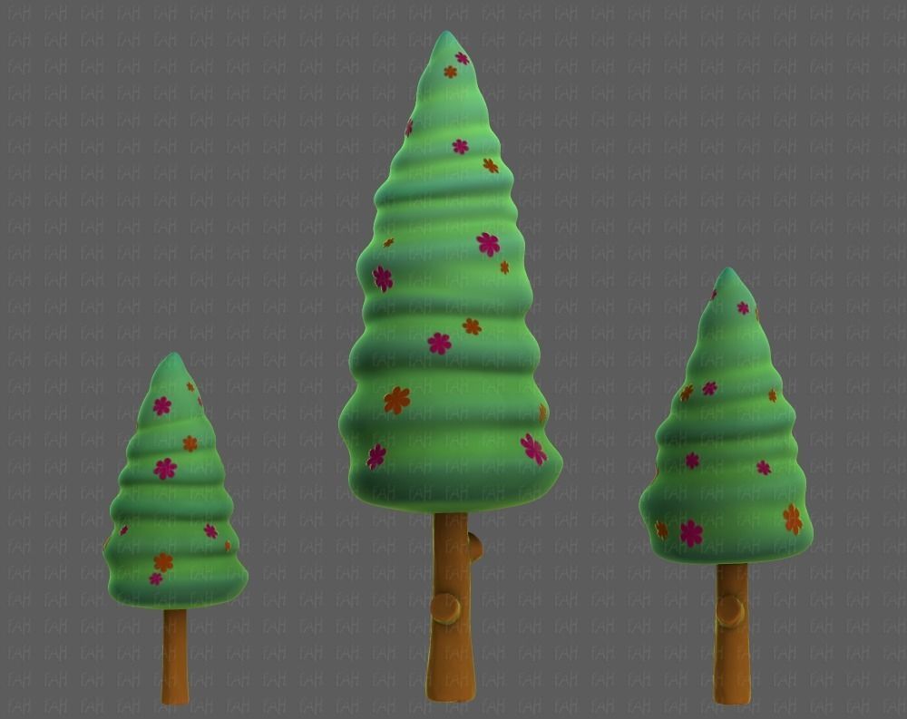 Trees Cartoon V26 Low-poly 3D model_2