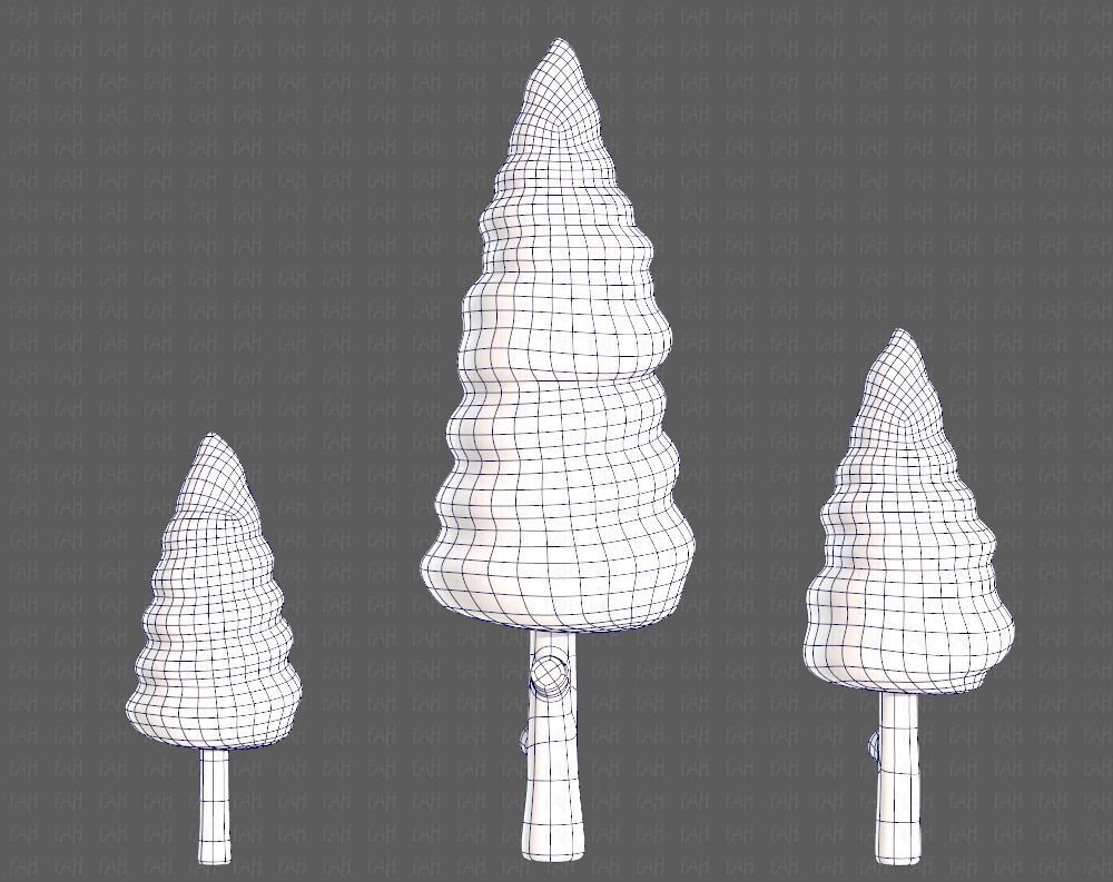 Trees Cartoon V26 Low-poly 3D model_15