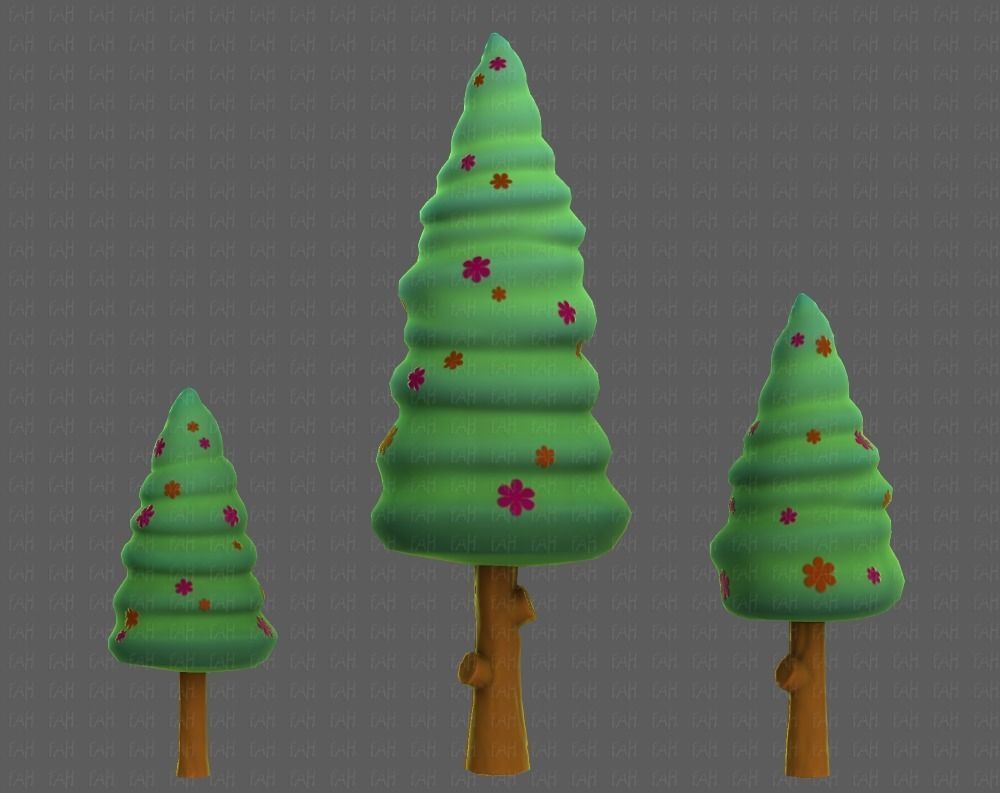 Trees Cartoon V26 Low-poly 3D model_17