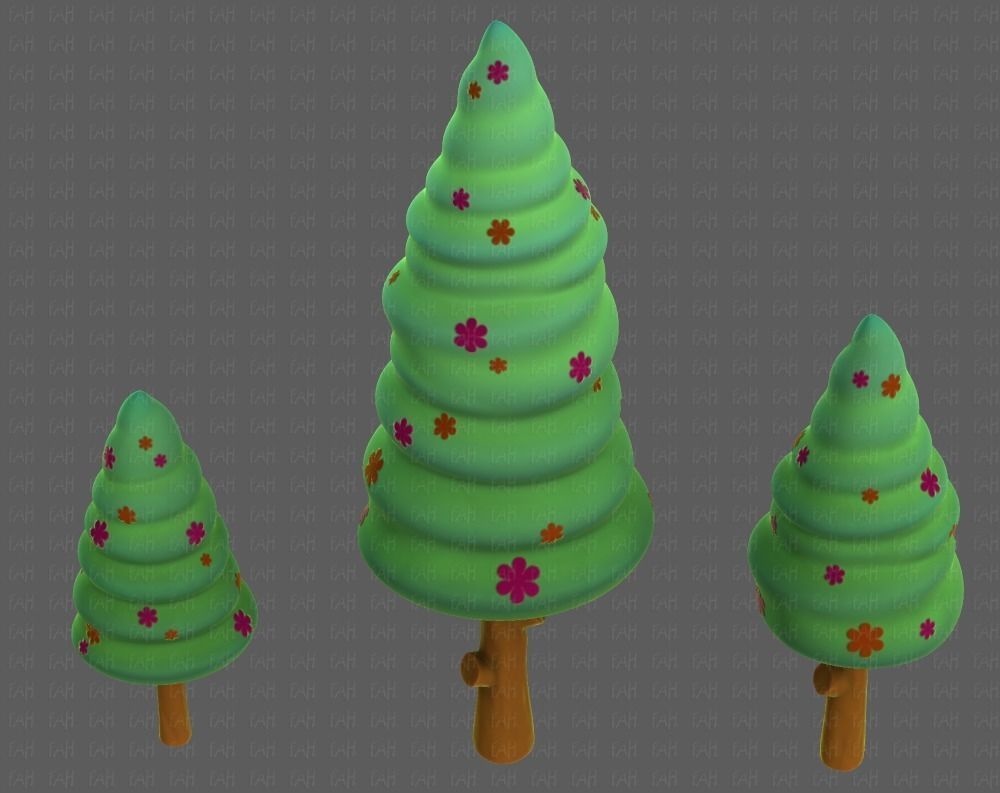 Trees Cartoon V26 Low-poly 3D model_33