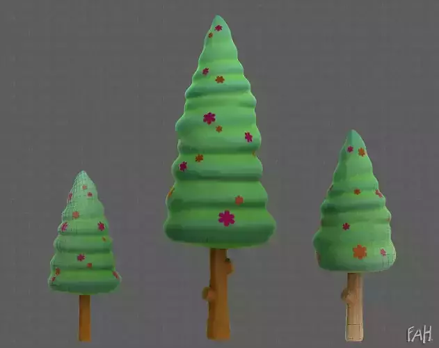 Trees Cartoon V26 Low-poly 3D model