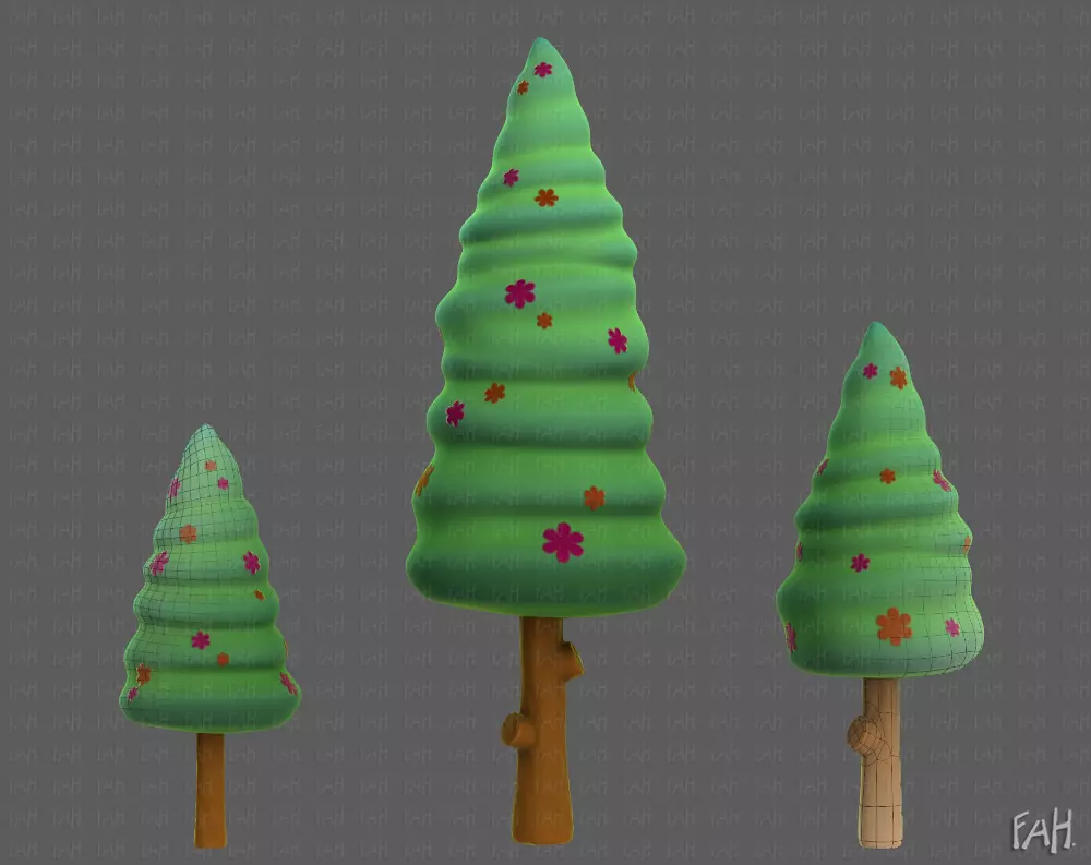 Trees Cartoon V26 Low-poly 3D model_0