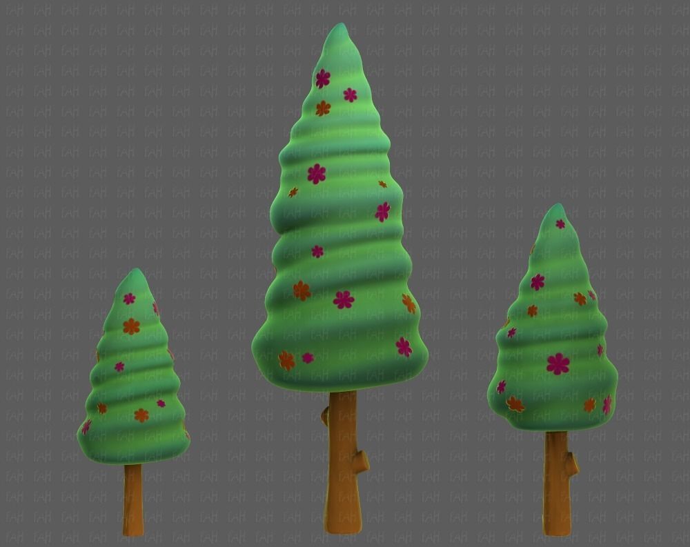 Trees Cartoon V26 Low-poly 3D model_4