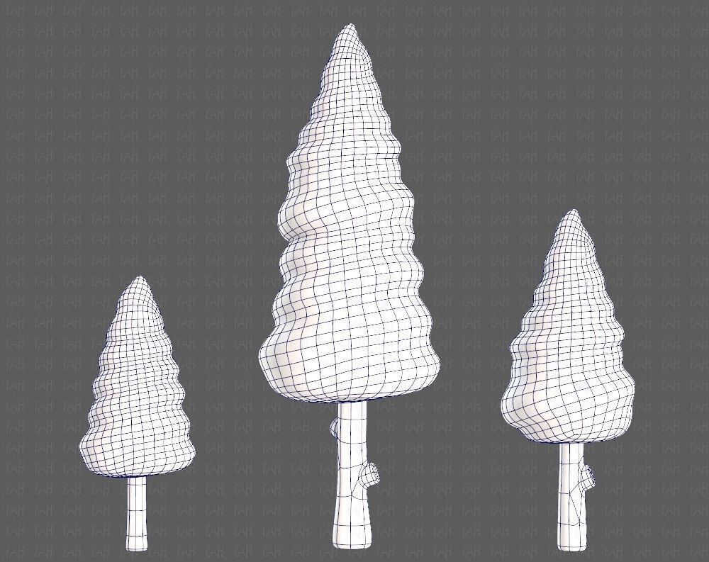 Trees Cartoon V26 Low-poly 3D model_12