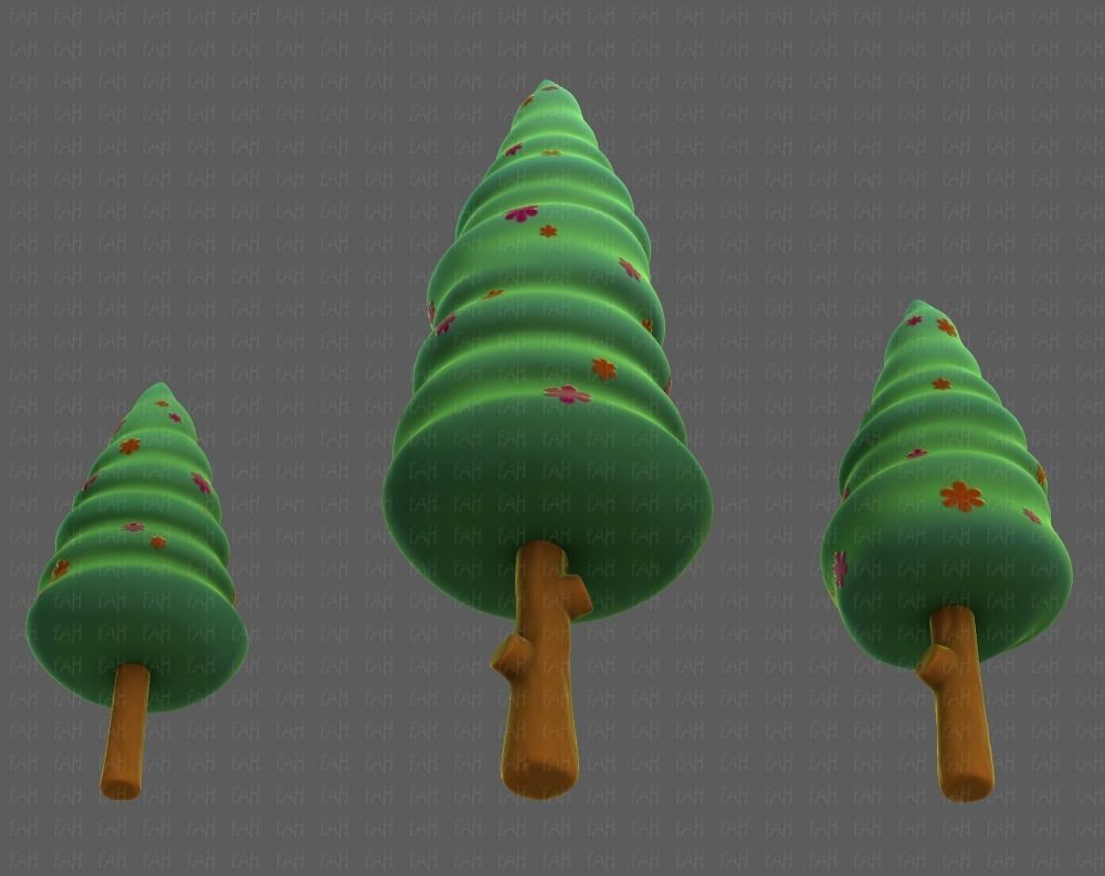 Trees Cartoon V26 Low-poly 3D model_37
