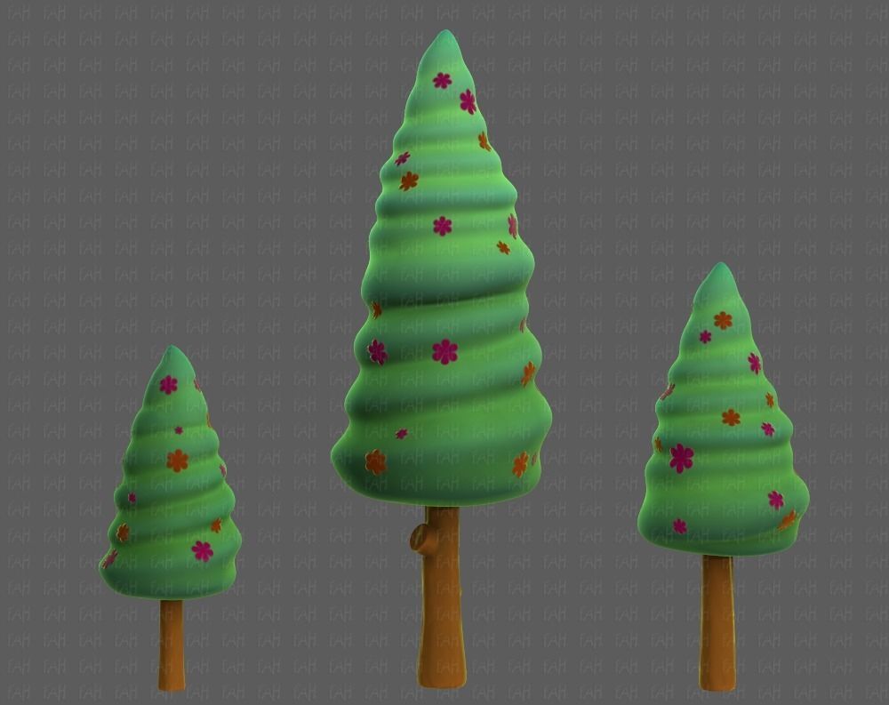 Trees Cartoon V26 Low-poly 3D model_6