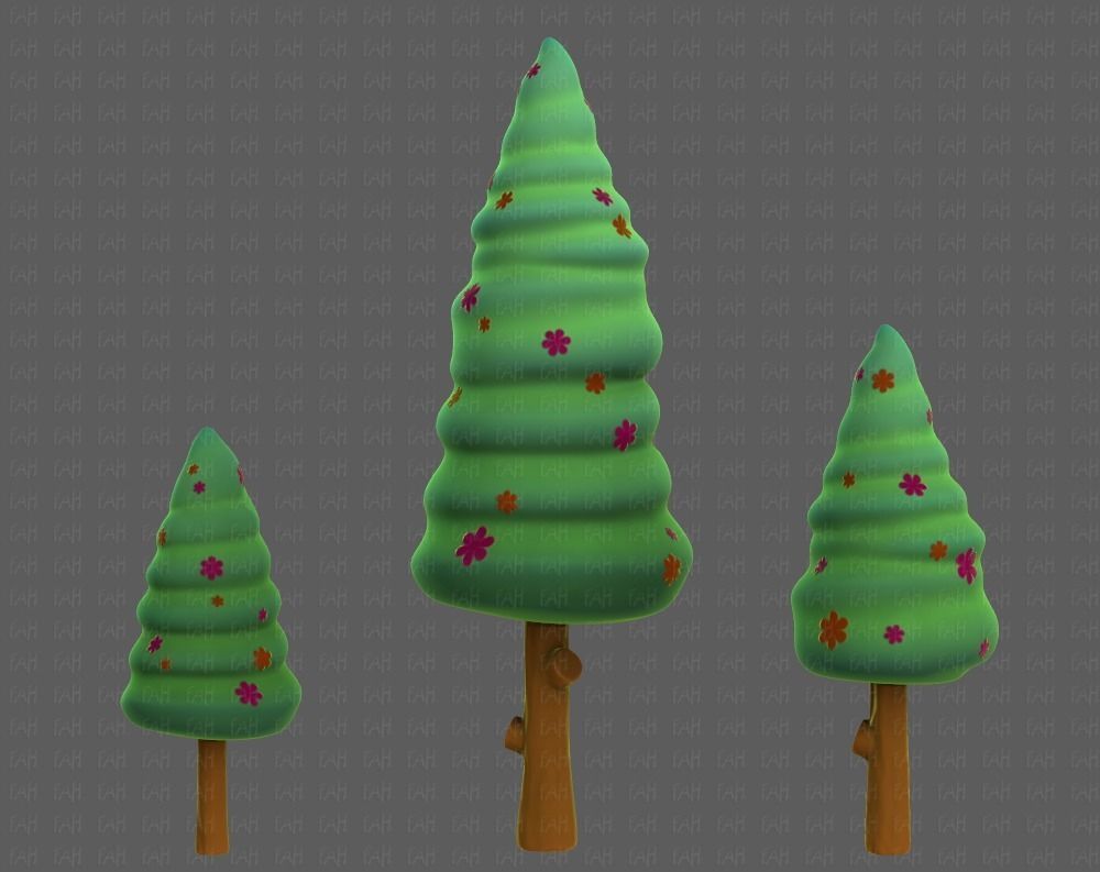 Trees Cartoon V26 Low-poly 3D model_8