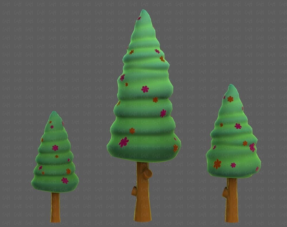 Trees Cartoon V26 Low-poly 3D model_24