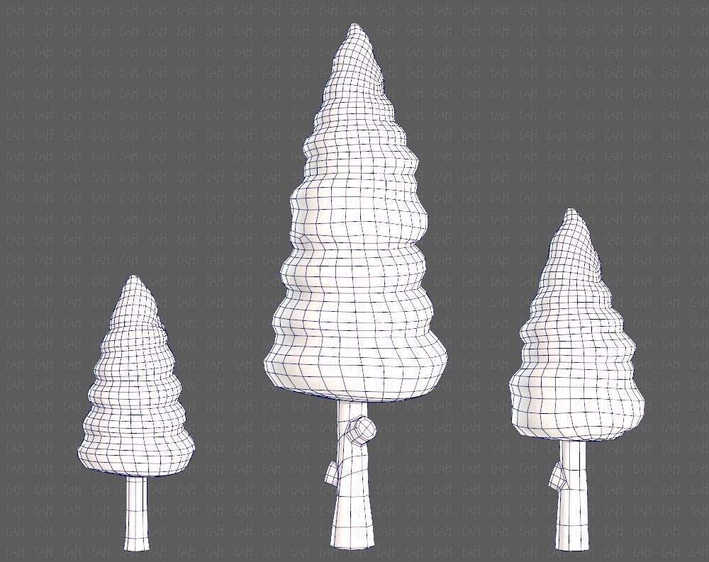Trees Cartoon V26 Low-poly 3D model_32