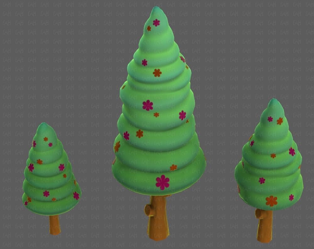 Trees Cartoon V26 Low-poly 3D model_35