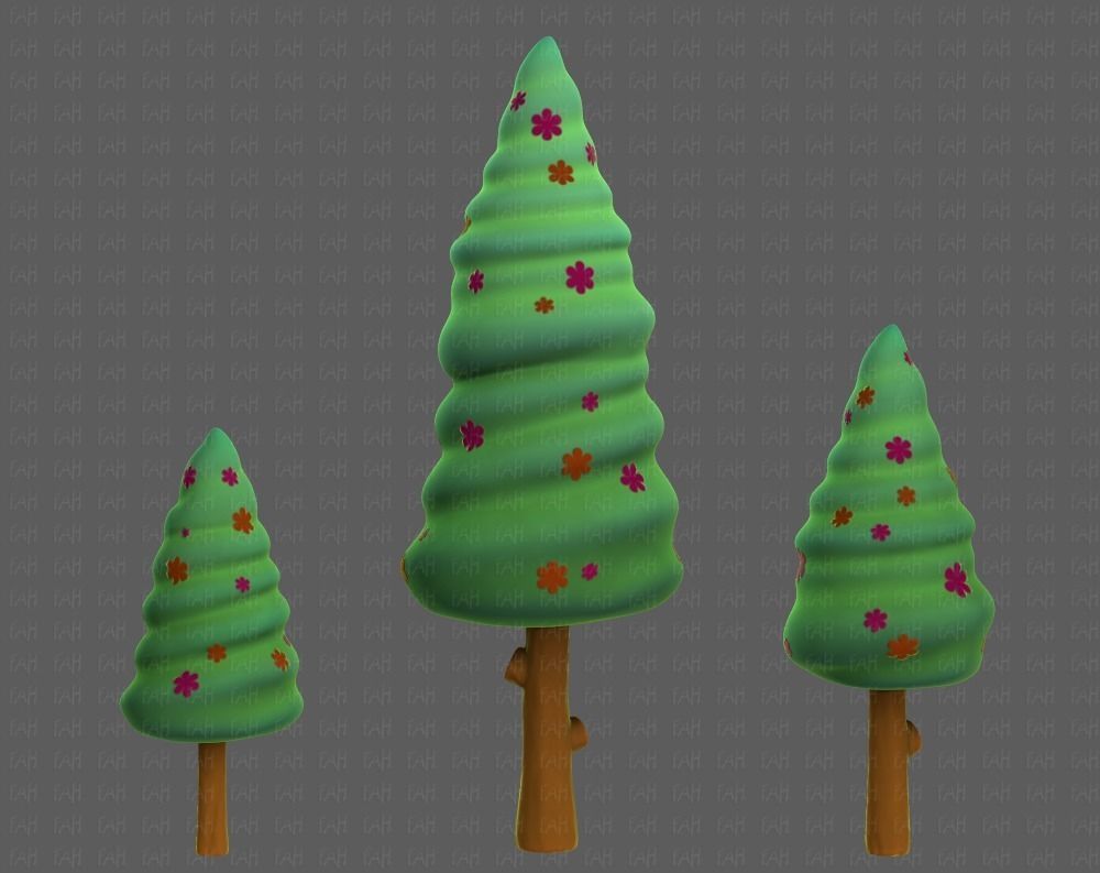 Trees Cartoon V26 Low-poly 3D model_5
