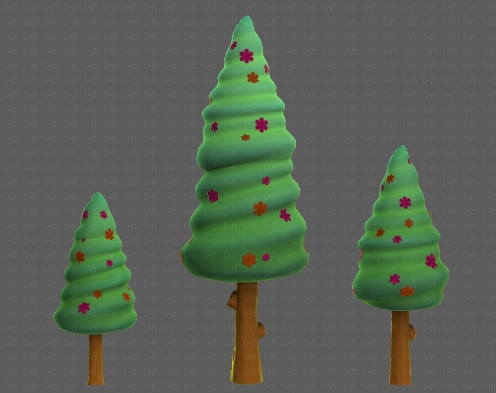 Trees Cartoon V26 Low-poly 3D model_21