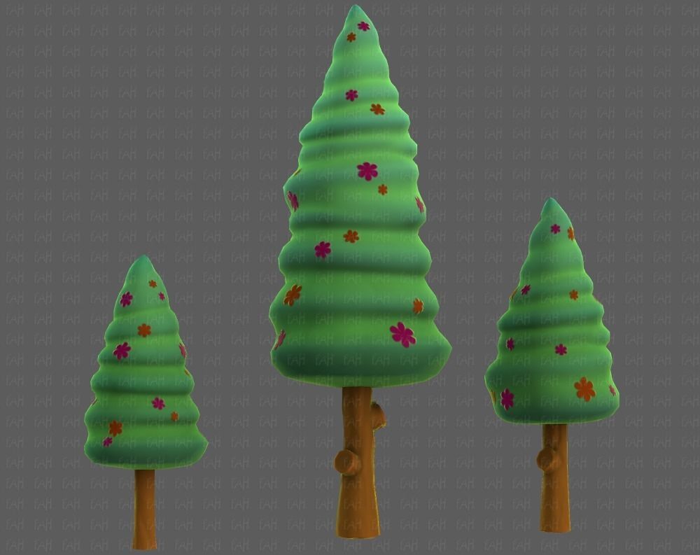 Trees Cartoon V26 Low-poly 3D model_43