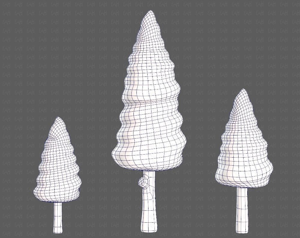 Trees Cartoon V26 Low-poly 3D model_14