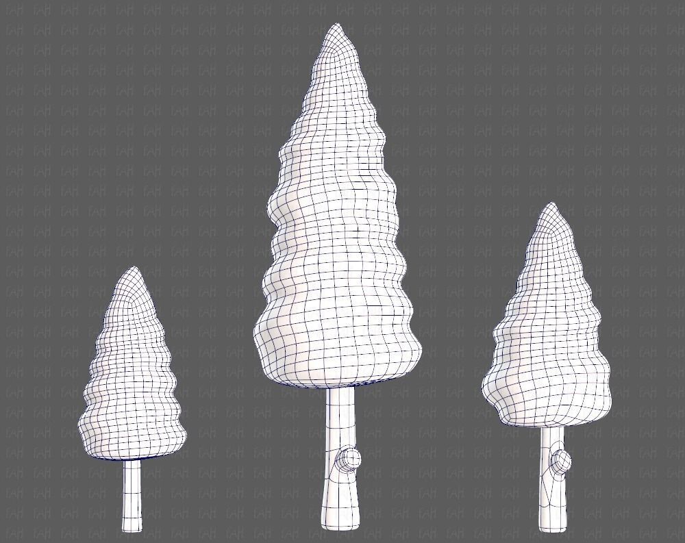 Trees Cartoon V26 Low-poly 3D model_11