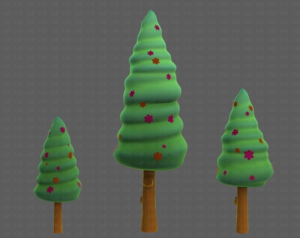 Trees Cartoon V26 Low-poly 3D model_7