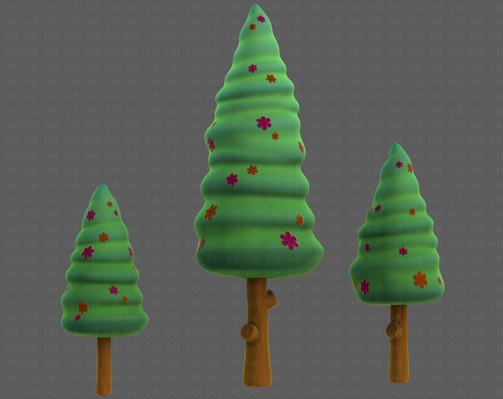 Trees Cartoon V26 Low-poly 3D model_41