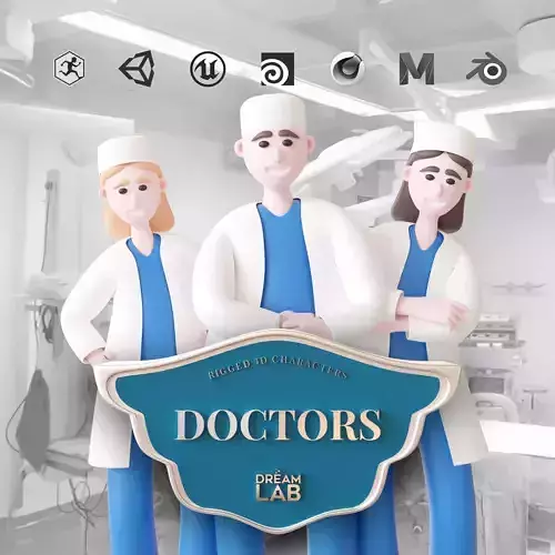 Doctors - Rigged 3D Characters 12 Animations Low-poly 3D model