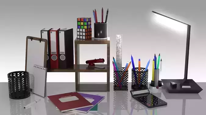 Stationery pack Free low-poly 3D model
