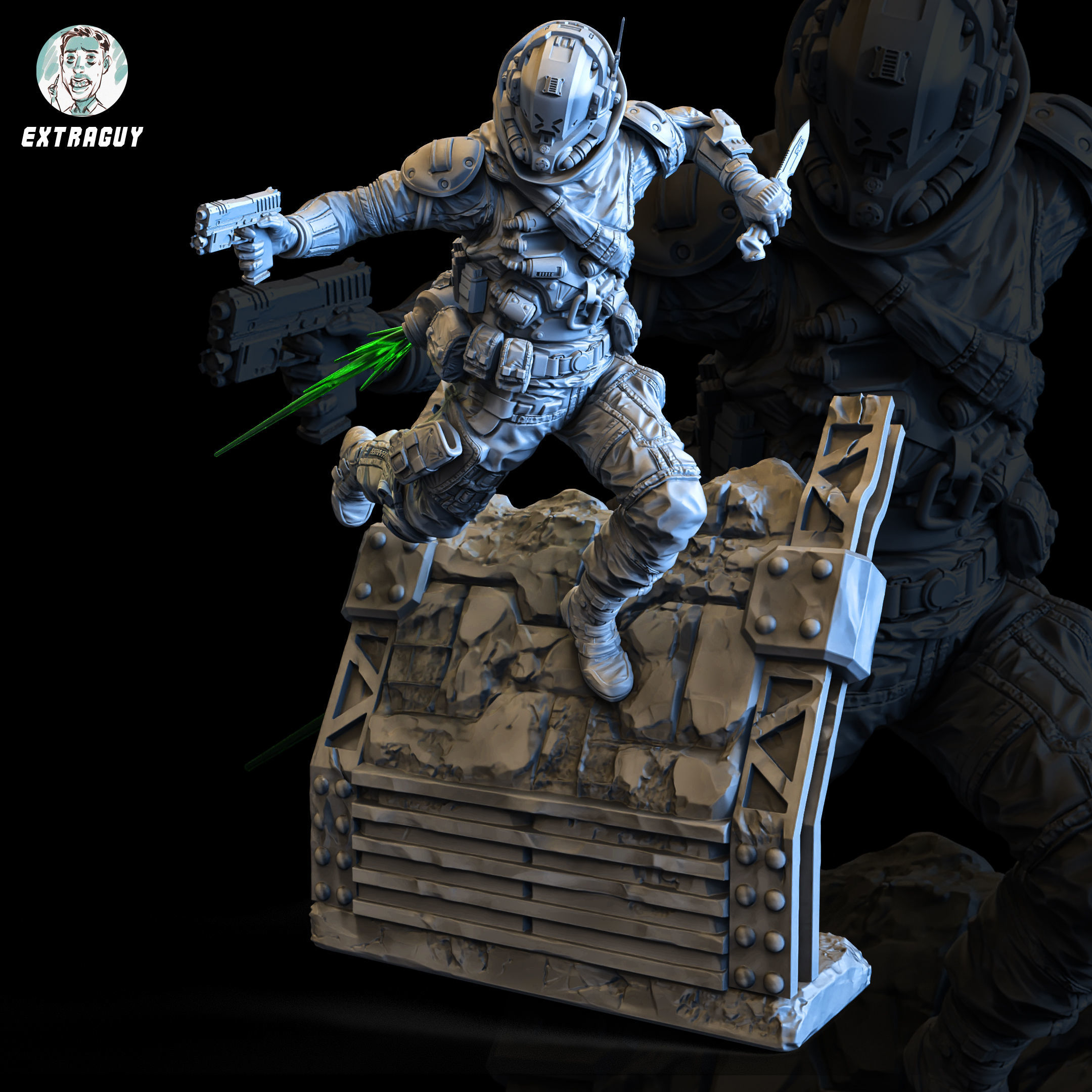 Wall Running Soldier 100mm 3D print model_3