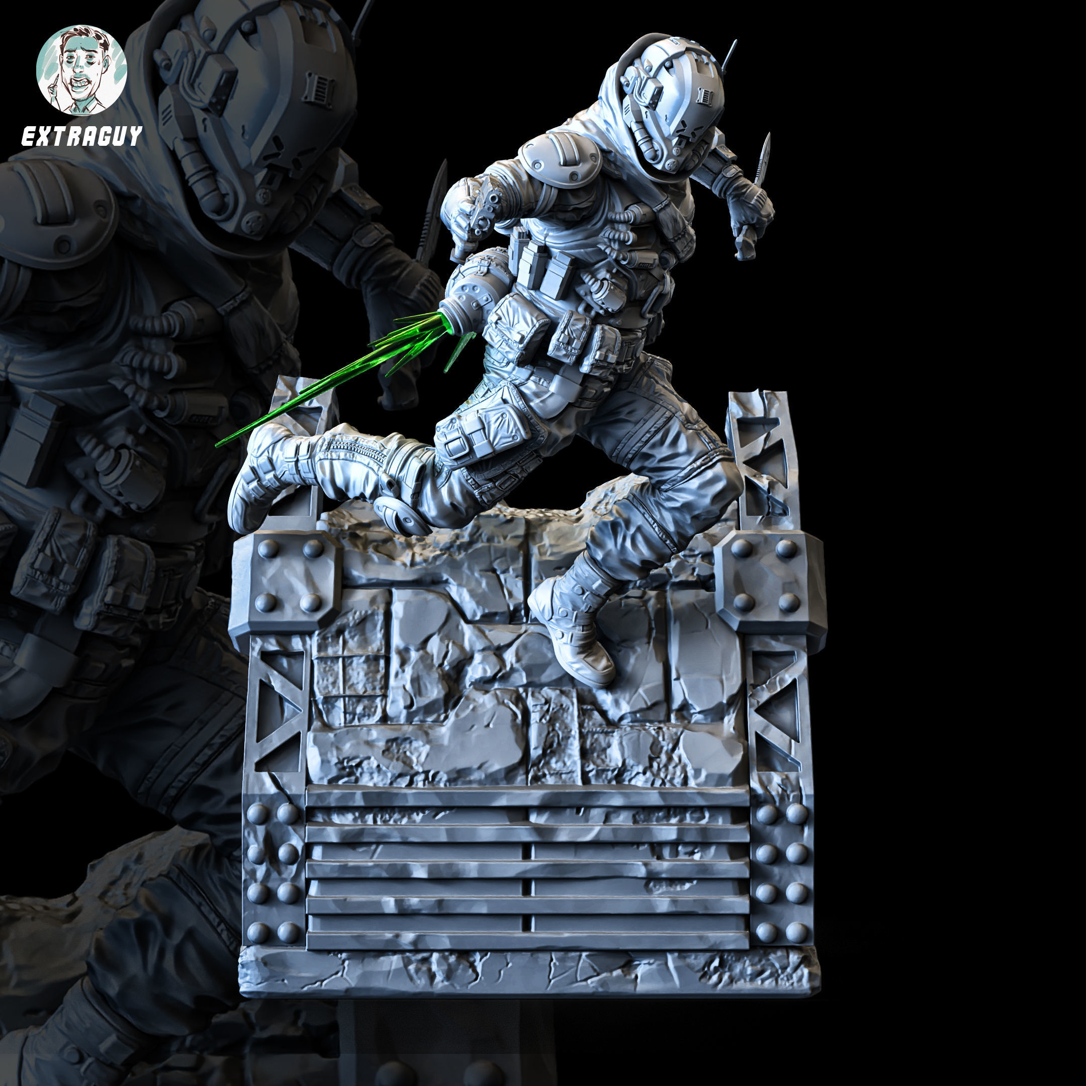 Wall Running Soldier 100mm 3D print model_4