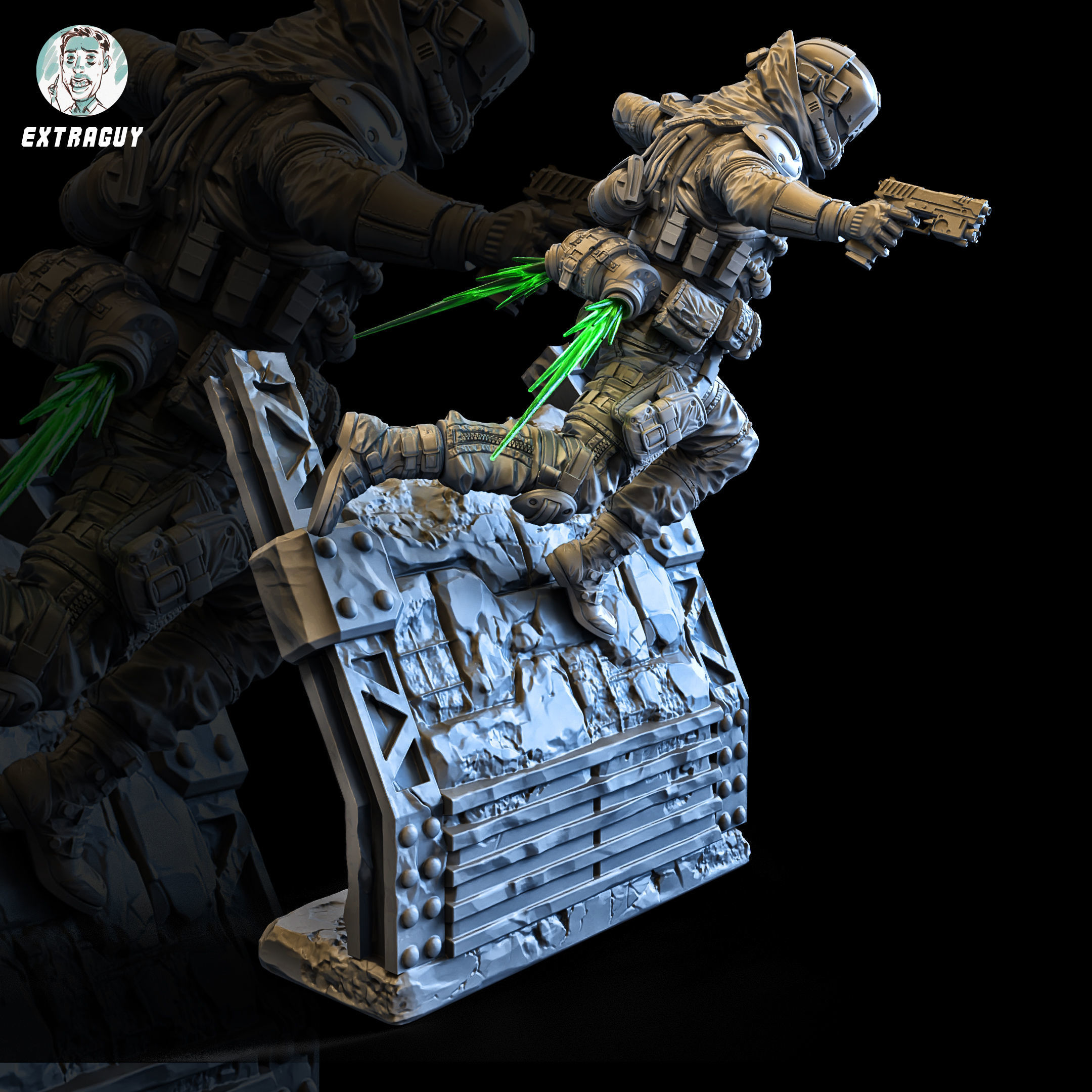 Wall Running Soldier 100mm 3D print model_2