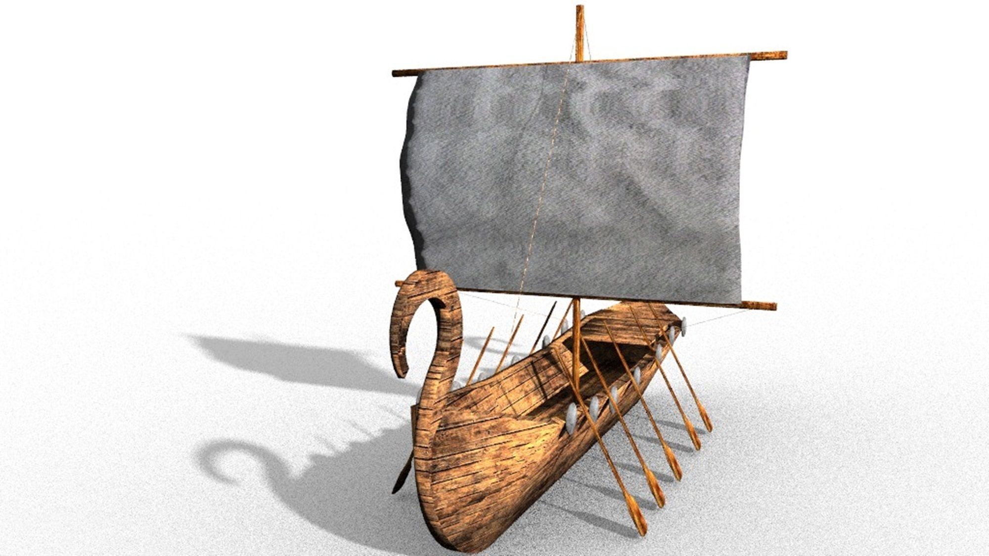 ancient viking boat Low-poly 3D model_3