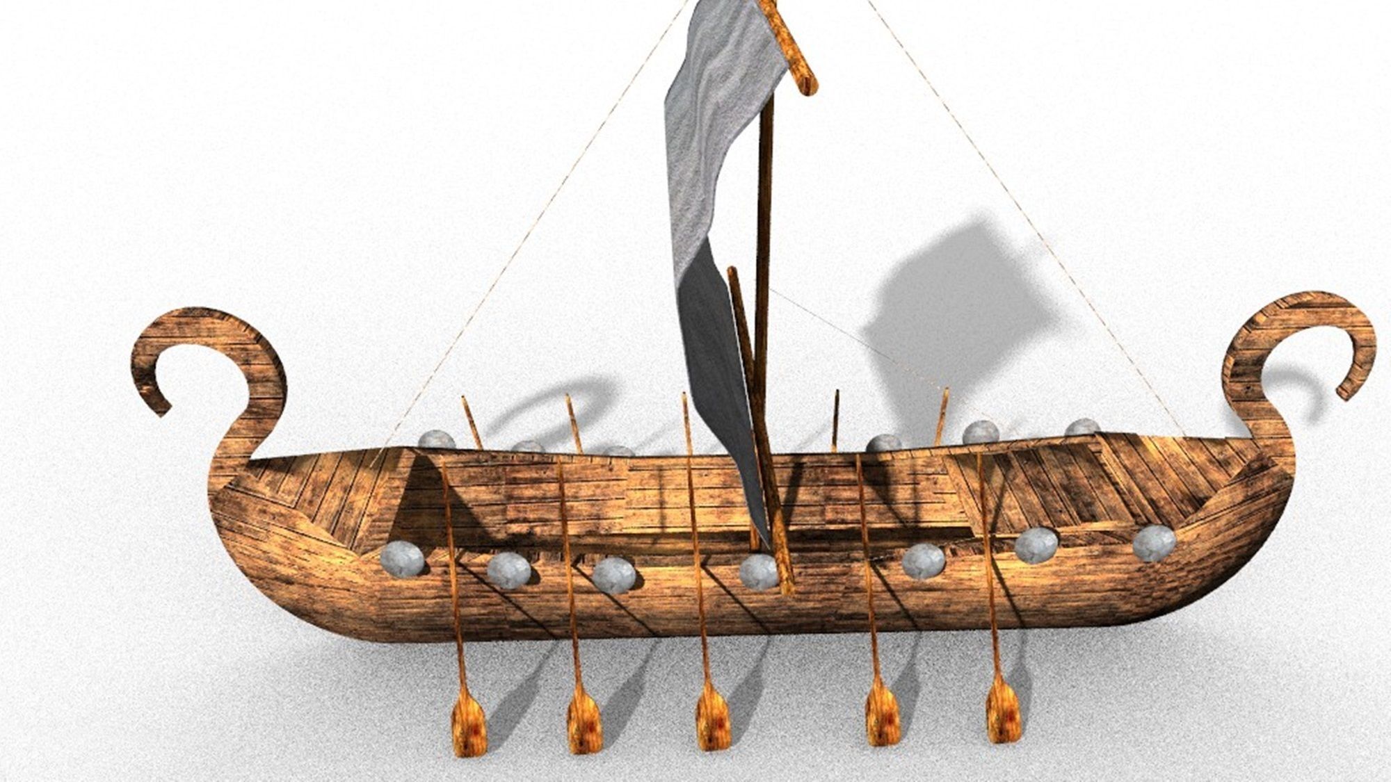 ancient viking boat Low-poly 3D model_2