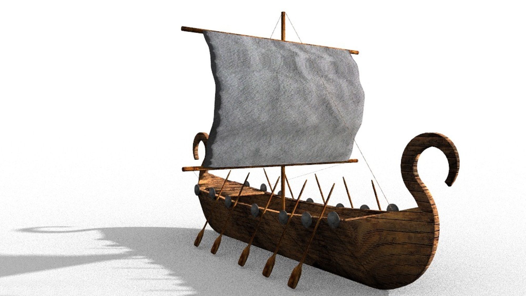 ancient viking boat Low-poly 3D model_4