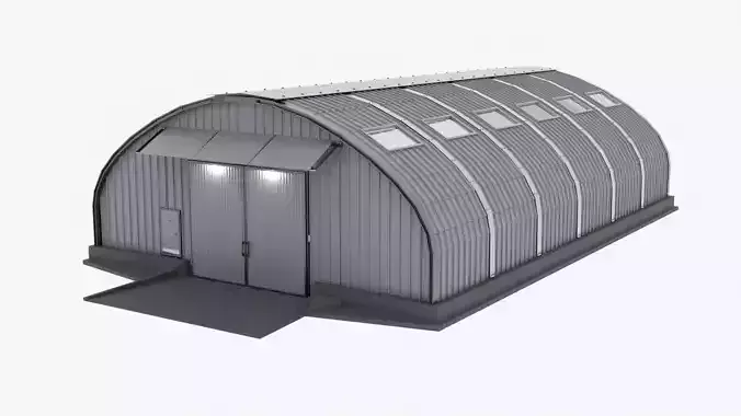 Arched hangar Free low-poly 3D model