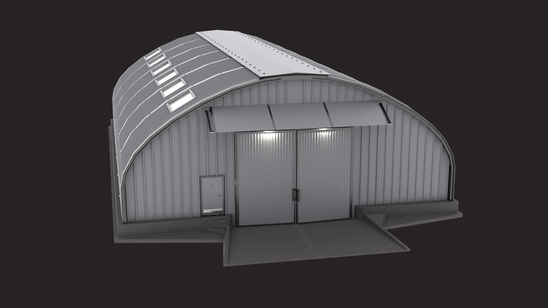 Arched hangar Free low-poly 3D model_7