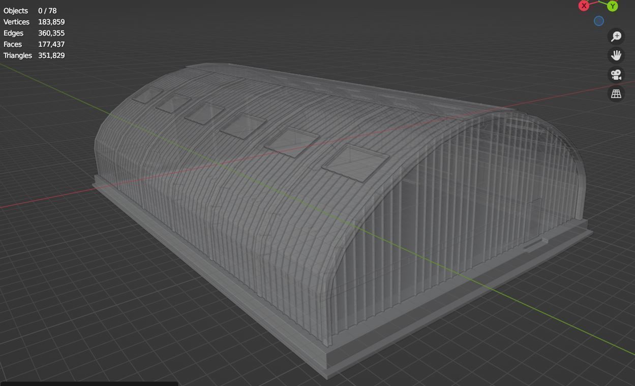 Arched hangar Free low-poly 3D model_8