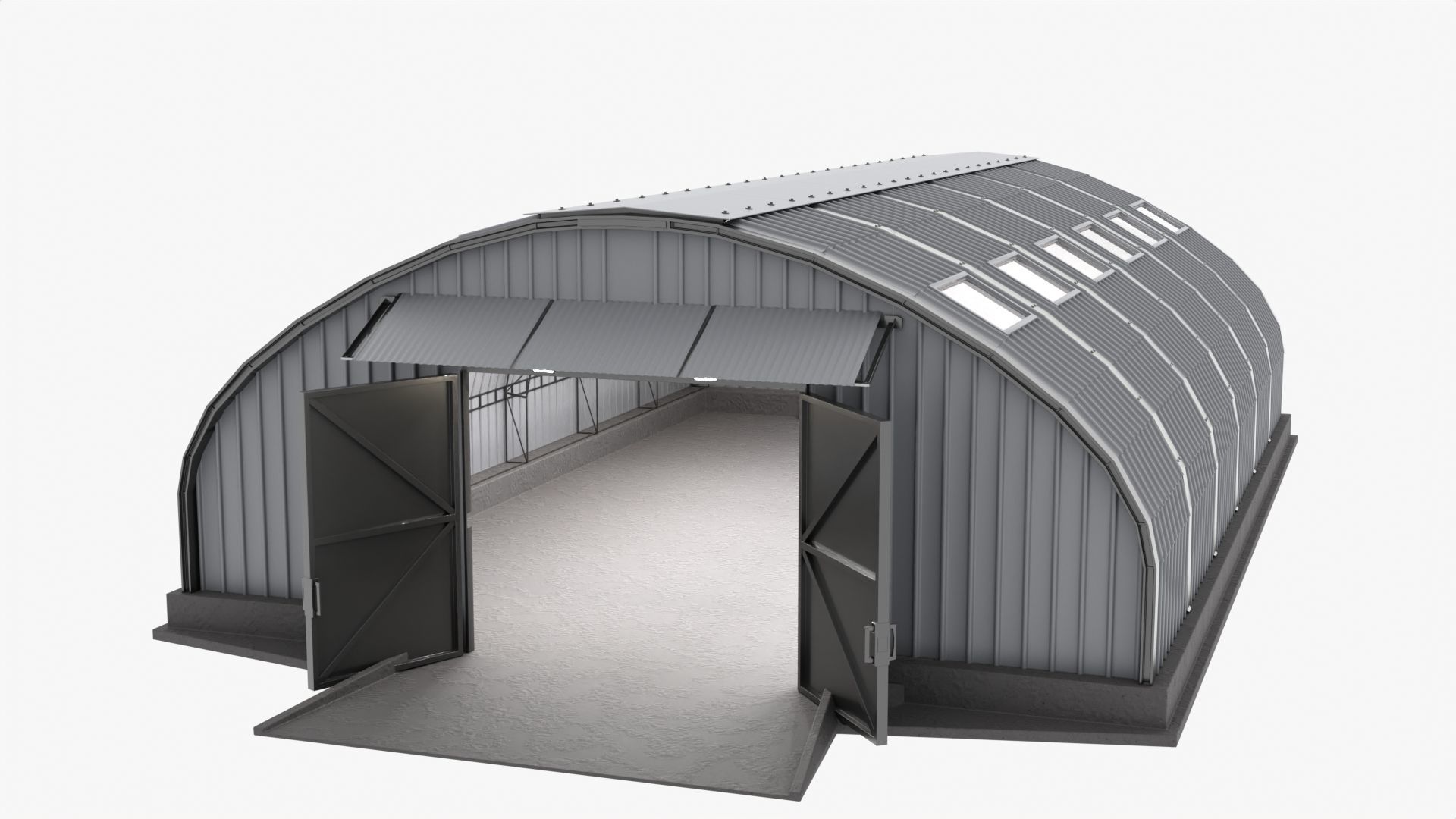 Arched hangar Free low-poly 3D model_4