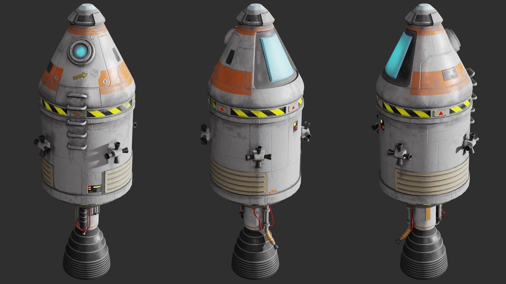 Cartoon Rocket 3D model_1